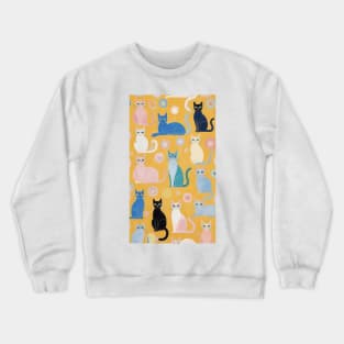 Hilma af Klint's Feline Kaleidoscope: Abstract Cat Symphony Crewneck Sweatshirt